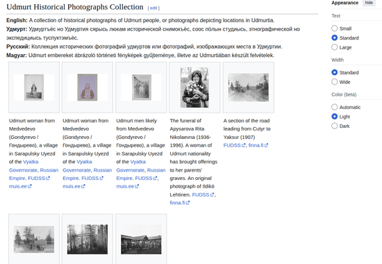 Creating a collection of historical photographs of Udmurt people, or photographs depicting locations in Udmurtia.